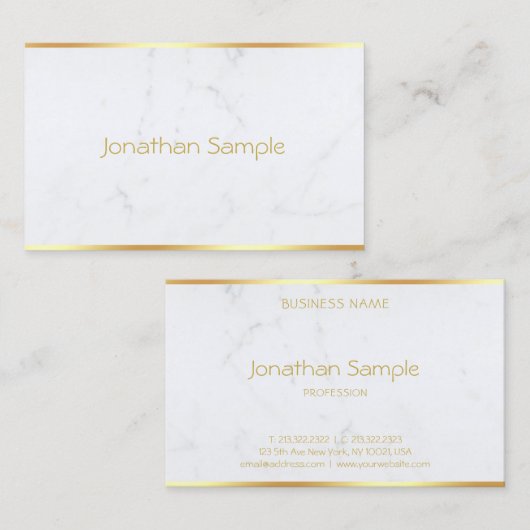 洗練されたモダン大理石金ゴールド文字テンプレート 名刺 (正面/裏面)