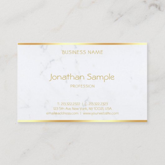 洗練されたモダン大理石金ゴールド文字テンプレート 名刺 (裏面)