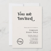 洗練されたモノクロのタイポグラフィ　ご招待します 招待状 (正面)