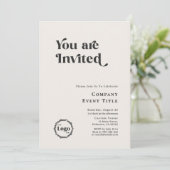 洗練されたモノクロのタイポグラフィ　ご招待します 招待状 (スタンド正面)