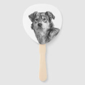 洗練されたモノクロームの大型のミックス犬 ハンドファン (裏面)