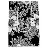 洗練されたモノクロームの花柄ラグジュアリーパターン（８） ミディアムペーパーバッグ (裏面)