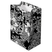 洗練されたモノクロームの花柄ラグジュアリーパターン（８） ミディアムペーパーバッグ (裏面アングル)