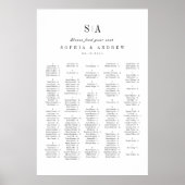 洗練されたモノグラムのアルファベットの座席表 ポスター (正面)