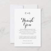 洗練されたモノグラムのエレガンスモダン結婚: サンキューカード (正面)