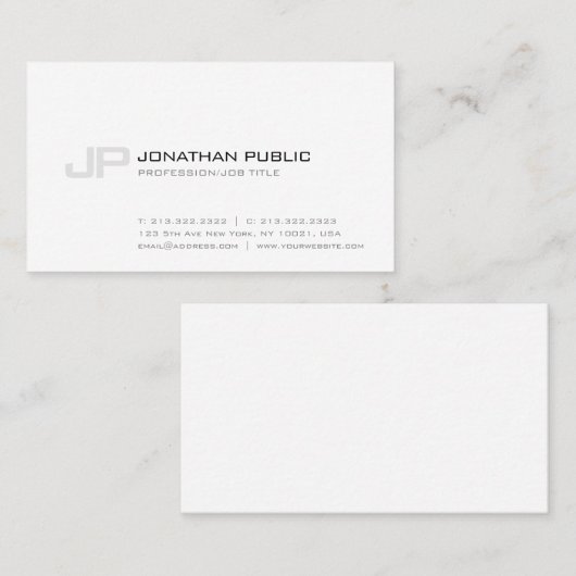 洗練されたモノグラムの平野のモダンのシンプル 名刺 (正面/裏面)