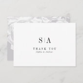 洗練されたモノグラムの白黒ミニマル主義者 サンキューカード (正面/裏面)