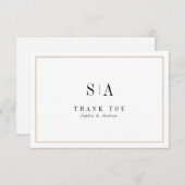 洗練されたモノグラムの白黒ミニマル主義者 サンキューカード (正面/裏面)