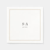 洗練されたモノグラムニュートラルフレームミニマリスト スタンダードカクテルナプキン (正面)