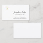 洗練されたモノグラムホワイト金ゴールドモダンプレーン 名刺 (正面/裏面)