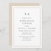 洗練されたモノグラムミニマリストリハーサルディナー 招待状 (正面/裏面)