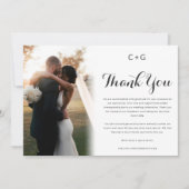 洗練されたモノグラム結婚エレガンスの写真 サンキューカード (正面)