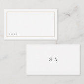 洗練されたモノグラム結婚ミニマリスト プレイスカード (正面/裏面)