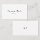 洗練されたモノグラム結婚ミニマリスト プレイスカード (正面/裏面)