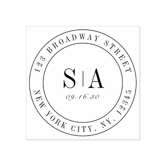 洗練されたモノグラム結婚ミニマリスト ラバースタンプ (インプリント)