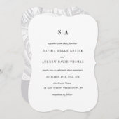 洗練されたモノグラム結婚ミニマリスト 招待状 (正面/裏面)