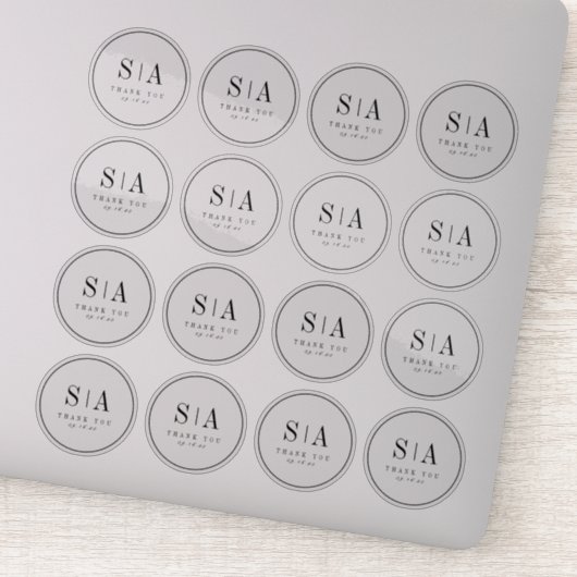 洗練されたモノグラム結婚式の引き出物透明 シール (詳細)