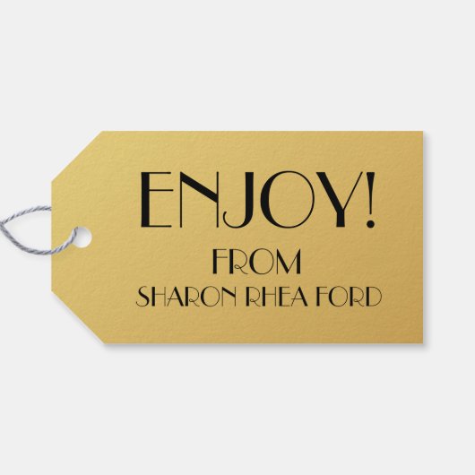 洗練されたモノグラム金ゴールドルックギフトラベル ギフトタグ (裏面横)