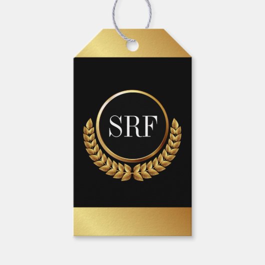 洗練されたモノグラム金ゴールドルックギフトラベル ギフトタグ (正面)