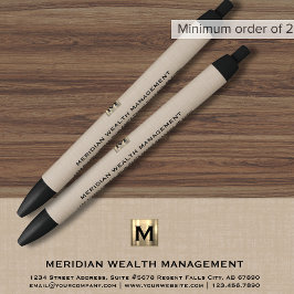 洗練されたモノグラム金融ペン 黒ボールペン