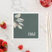 洗練されたモノグラム離れユーカリ スタンダードカクテルナプキン (インサイチュ)