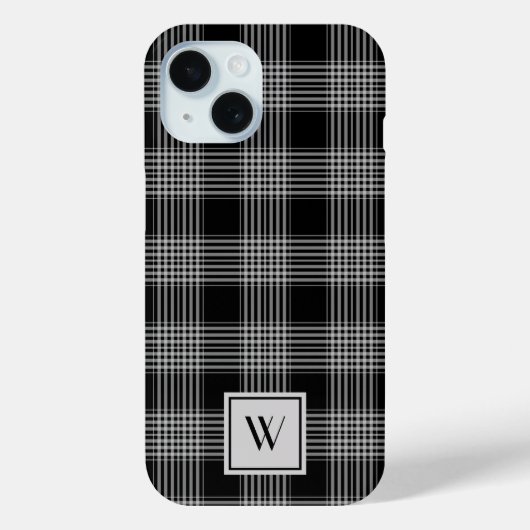 洗練されたモノグラム 黒と白のチェック柄 Case-Mate iPhoneケース (裏面)