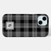 洗練されたモノグラム 黒と白のチェック柄 Case-Mate iPhoneケース (裏面 (横))