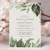 洗練されたユーカリの葉のモダンウェディング 招待状