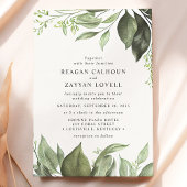 洗練されたユーカリの葉のモダンウェディング 招待状