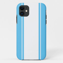 洗練されたライトスカイブルーホワイトレーシングストライプズ iPhone 11 ケース