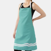 洗練されたライトティール(緑がかった色)ツインホワイトヘムレーシングストライプズ エプロン (インサイチュ)