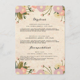 洗練されたラスティックな水彩花柄のウェディング案内 エンクロージャーカード