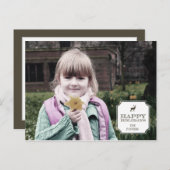 洗練されたラベルホリデーフォトカードはがき シーズンポストカード (正面/裏面)