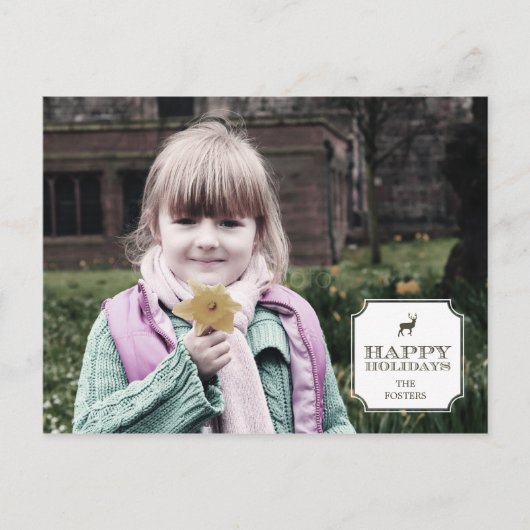 洗練されたラベルホリデーフォトカードはがき シーズンポストカード (正面)