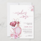 洗練されたルビーとバラブライダルシャワー 招待状 (正面)