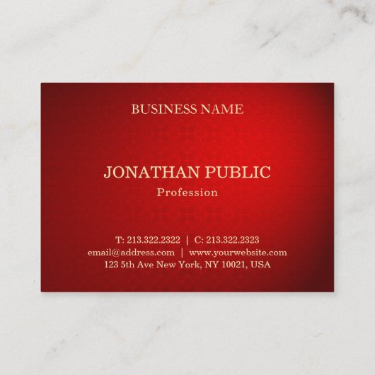 洗練されたレッドダマスク金ゴールド文字エレガントトレンディー 名刺 (裏面)
