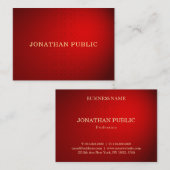 洗練されたレッドダマスク金ゴールド文字エレガントトレンディー 名刺 (正面/裏面)