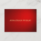 洗練されたレッドダマスク金ゴールド文字エレガントトレンディー 名刺 (正面)