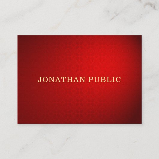 洗練されたレッドダマスク金ゴールド文字エレガントトレンディー 名刺 (正面)