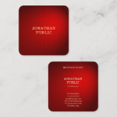 洗練されたレッドダマスク金ゴールド文字テンプレート モダン スクエア名刺 (正面/裏面)