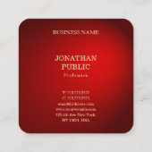 洗練されたレッドダマスク金ゴールド文字テンプレート モダン スクエア名刺 (裏面)