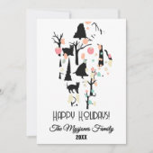 洗練されたレトロ ミニマル 黒猫 & ブランチ シーズンカード (正面)