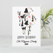 洗練されたレトロ ミニマル 黒猫 & ブランチ シーズンカード (スタンド正面)