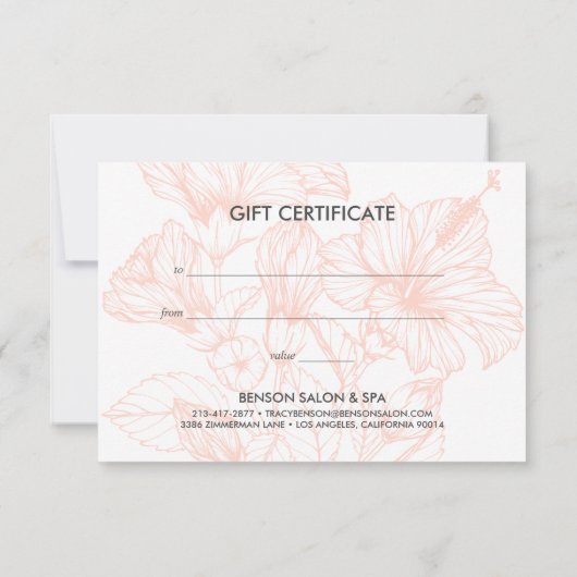 洗練されたローズゴールドの花模様 | ギフト券 (裏面)