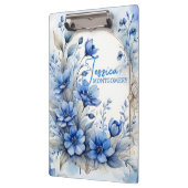 洗練されたヴィンテージ落ち着いた青い花 クリップボード (左)