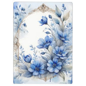 洗練されたヴィンテージ落ち着いた青い花 クリップボード (裏面)