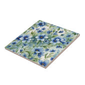 洗練されたヴィンテージ落ち着いた青い花 タイル (側面)