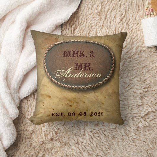 洗練されたヴィンテージ西部の田舎の結婚式 クッション (ブランケット)