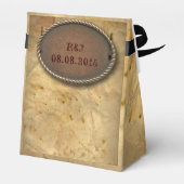 洗練されたヴィンテージ西部の田舎の結婚式 フェイバーボックス (裏面サイド)