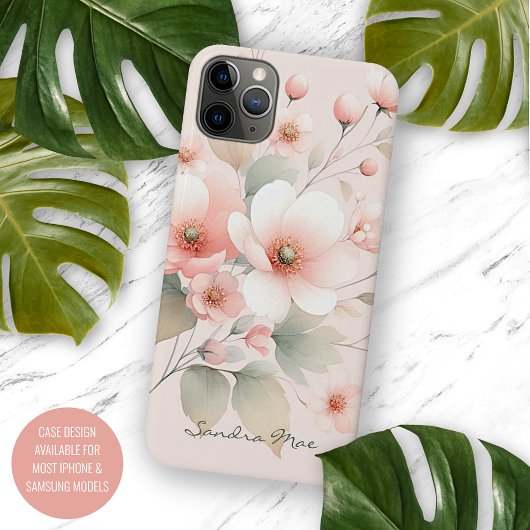 洗練された上品な繊細な水彩花 Case-Mate iPhoneケース